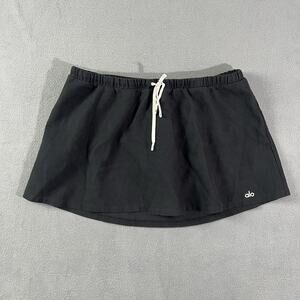ALO Skort Women’s Large Black Tennis Skirt Athletic Drawstring Outdoor Hiking